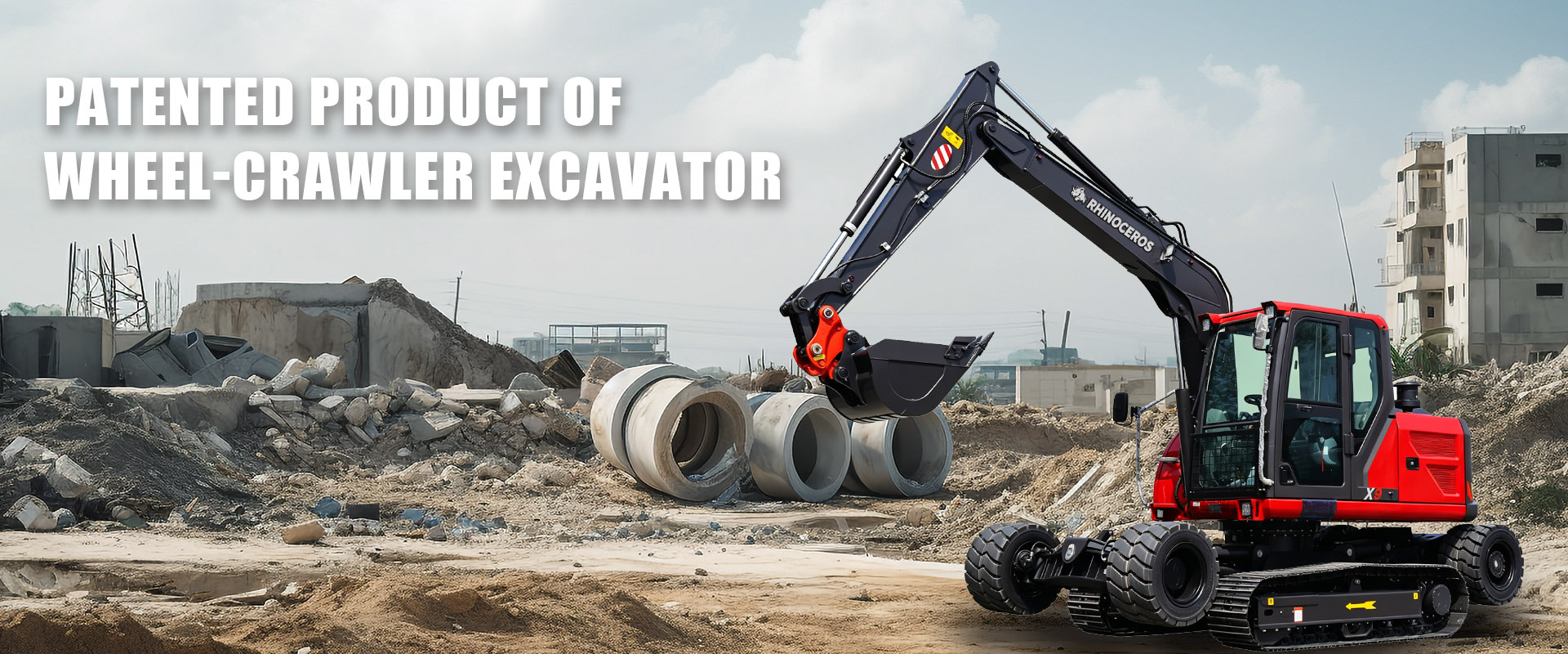 Excavatrice du robot de roue Rhinoceros X9